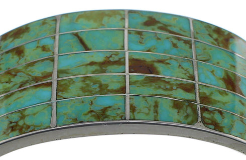 Sterling Silver Turquoise Inlay Southwest Cuff Bracelet CX49526